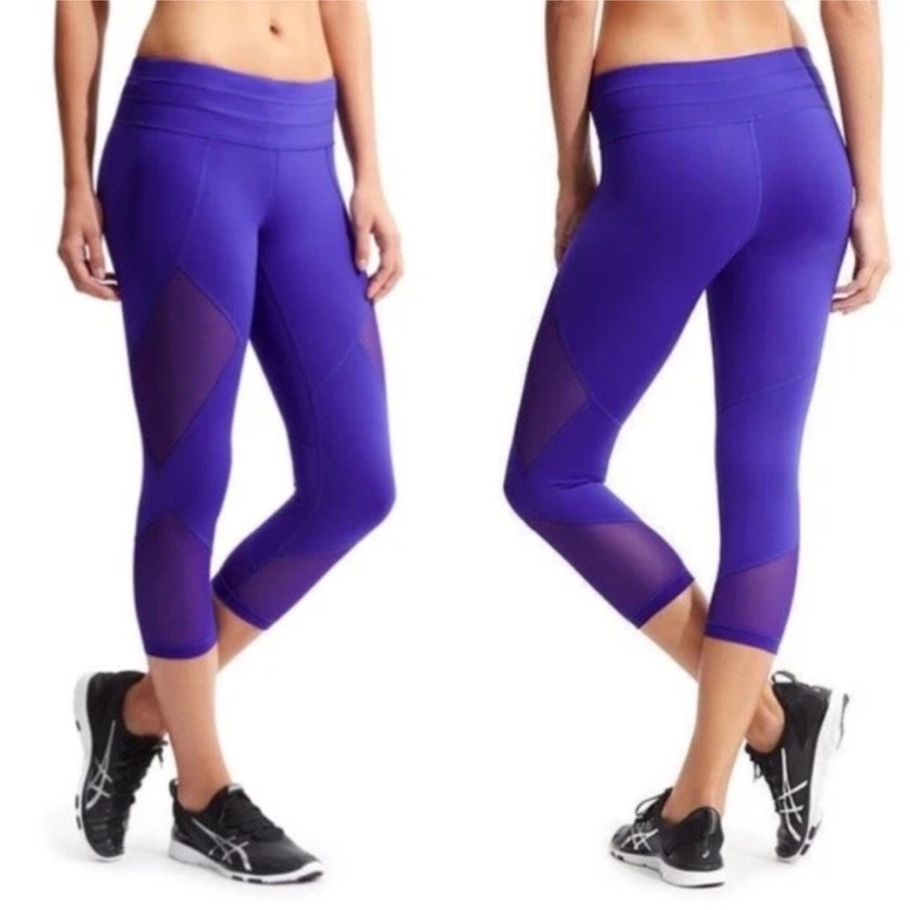 Athleta Brilliant Blue Sonar Mesh Crop Leggings Brilliant Blue XS